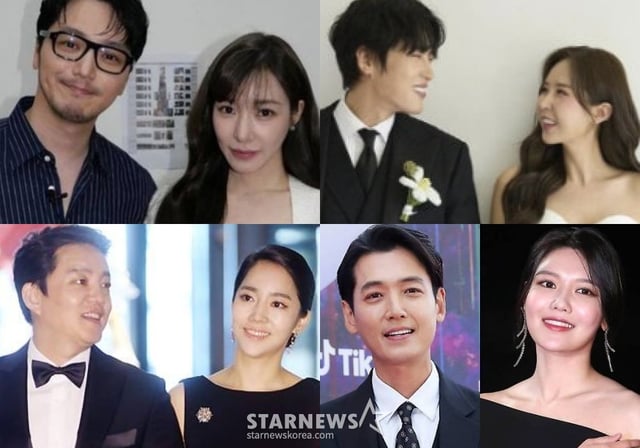 (왼쪽 위부터 시계 방향으로) 변요한-티파니 영, 문원-신지, 정경호-최수영, 이범수-이윤진 /사진=스타뉴스, SNS