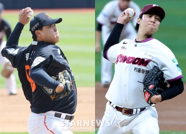 한화 이글스 류현진(왼쪽)과 키움 히어로즈 안우진. /사진=강영조 선임기자