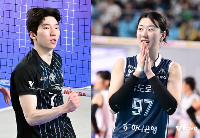 현대캐피탈 허수봉(왼쪽)과 한국도로공사 강소휘. /사진=KOVO 제공
