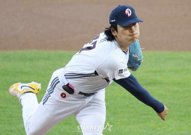 두산 곽빈이 역투하고 있다. /사진=김진경 대기자