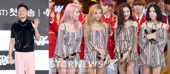 박진영(왼쪽), 원더걸스/사진=스타뉴스