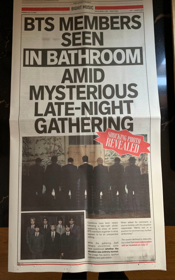 U.S. Newspaper Featuring 'Normal' Teaser Ad /Photo=BTS X (Twitter) Fan Account