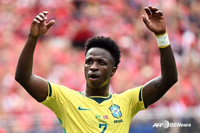 Vinicius Junior của đội tuyển bóng đá Brazil. /AFPBBNews=NEWS1