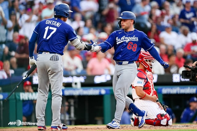 Ohtani (izquierda) y Dalton Rushing. /AFPBBNews=NEWS1