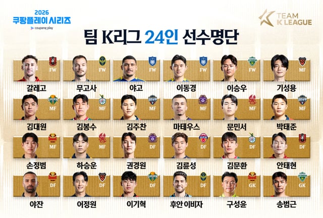 Team K-League roster facing Manchester City. /Photo=Korea Professional Football League