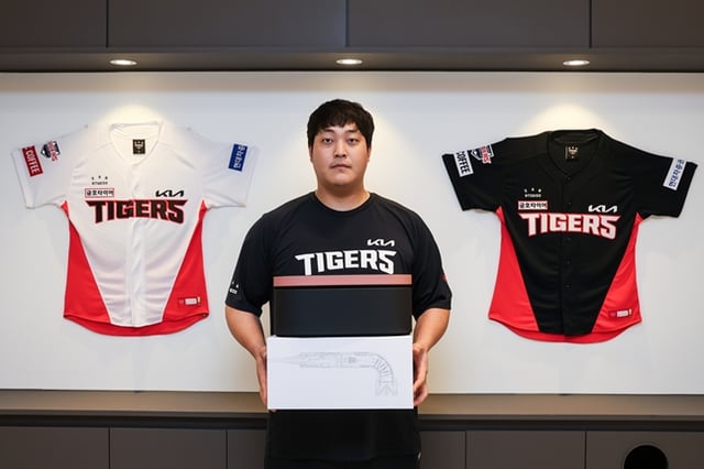 Jo Sang-woo after receiving the gift. /Photo=KIA Tigers