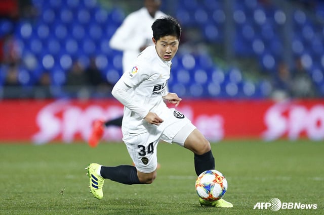 Lee Kang-in during his Valencia days. /AFPBBNews=NEWS1