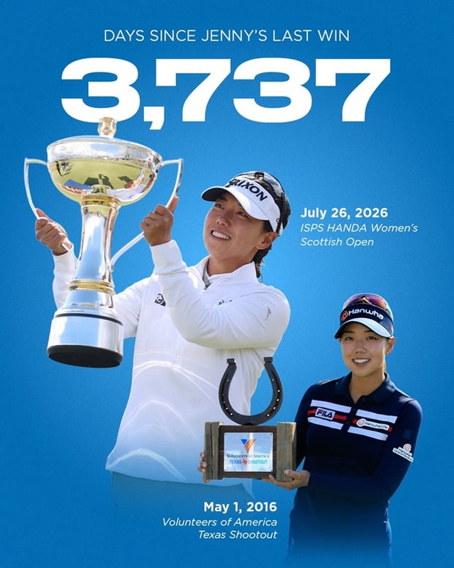 シン·ジウンが26日、英スコットランド·ノースエアシャーのダン·ドナルド·リンクス(パー72)で行われたLPGAツアーISPSハンダ·スコティッシュ女子オープンで優勝した。 LPGAもシン·ジウンの10年ぶりの優勝に注目した。 /写真=LPGA公式SNS
