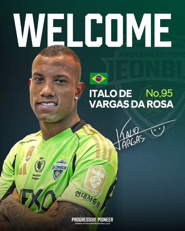 Italo, a Brazilian striker who has joined Jeonbuk Hyundai Motors. /Photo=Jeonbuk Hyundai Motors provided
