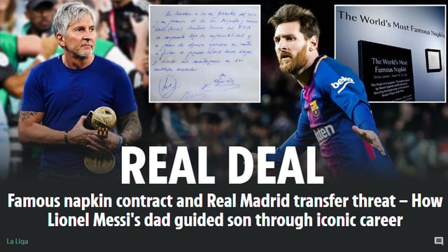 'Napkin Contract' creator and the man who raised Lionel Messi into a global star, his father Jorge Messi, has passed away. /Photo=The Sun archive