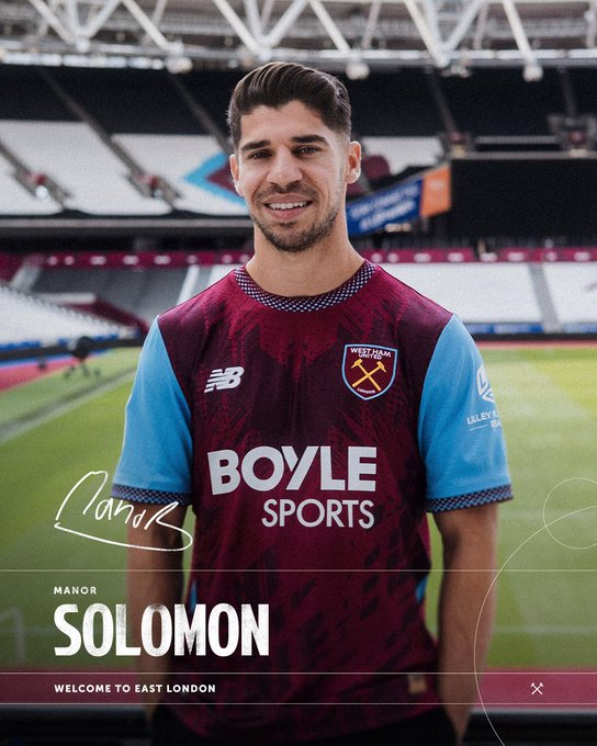 Manor Solomon, having completed his move to West Ham United. /Photo=West Ham United official social networking service (SNS)
