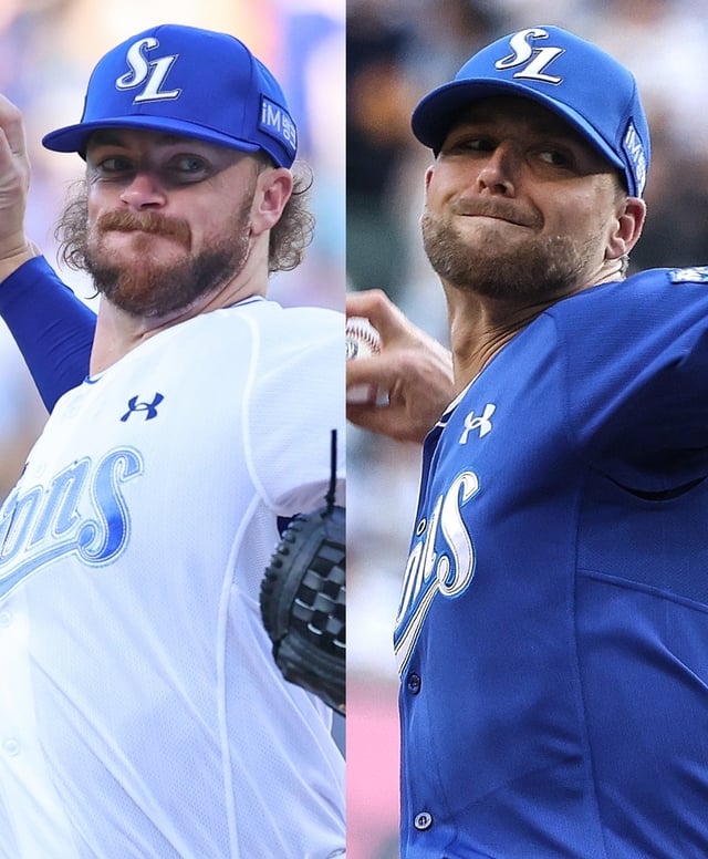 Samsung Fedek (left) and Boss. /Photo=Samsung Lions