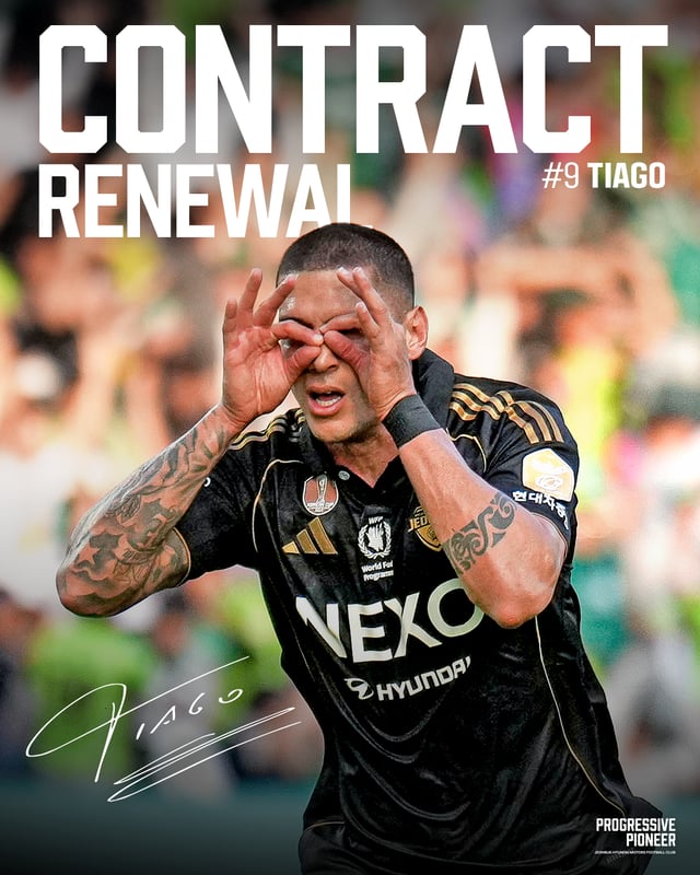 Thiago renueva con Jeonbuk Hyundai Motors. /foto=Jeonbuk Hyundai Motors