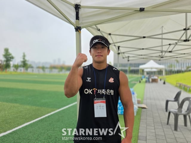 OK 읏맨 럭비단 양지융이 15일 인천광역시 서구 청라동에 위치한 하나글로벌캠퍼스에서 열린'제3회 OK 읏맨 럭비 아카데미'에서 스타뉴스와 만났다. /사진=김동윤 기자