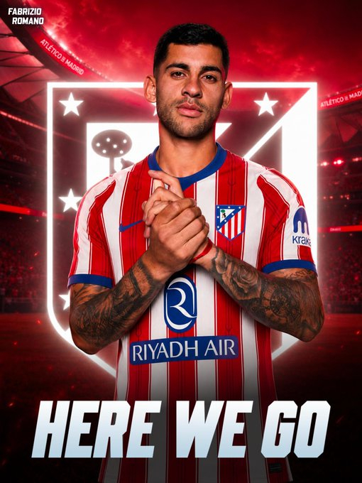 Composite photo of Cristian Romero wearing an Atletico Madrid jersey. /Photo=Fabrizio Romano's social networking service (SNS)
