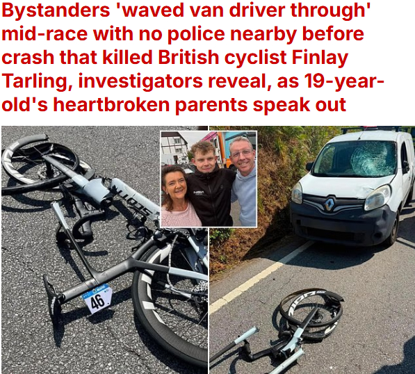 Medio británico que reveló los detalles del fallecimiento de una promesa del ciclismo de 19 años. /foto=recorte del Daily Mail británico