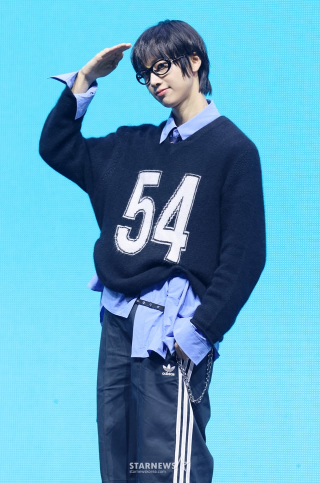Group IDIT's Park Sung-hyun poses during the first mini-album 'I Did It.' release showcase held on the 15th at Yes24 Live Hall in Gwangjin-gu, Seoul. /2025.09.15 /Photo=Kim Hwi-seon hwijpg@