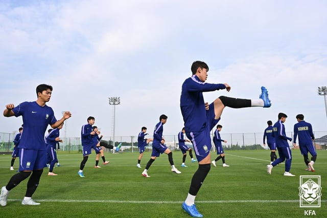 U-20代表チーム、練習中。/写真=大韓サッカー協会提供