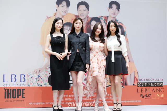 Dal Shabet's Jo Ah-young, actresses Choi Seo-eun, Shin Soo-ah, and Song Se-rin pose at the production presentation for the drama 'Adieu Solo' held at Geumam Art Hall in Seoul's Gangnam-gu on the 20th. / August 20, 2026 / Photo=Kim Hwi-seon hwijpg@