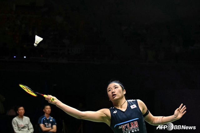 An Se-young concentrating during the match. /AFPBBNews=NEWS1
