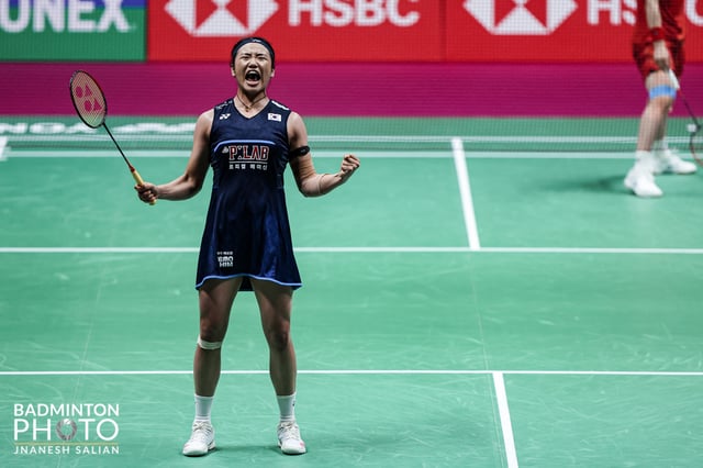 An Se-young roaring after victory. /Photo=Korea Badminton Association