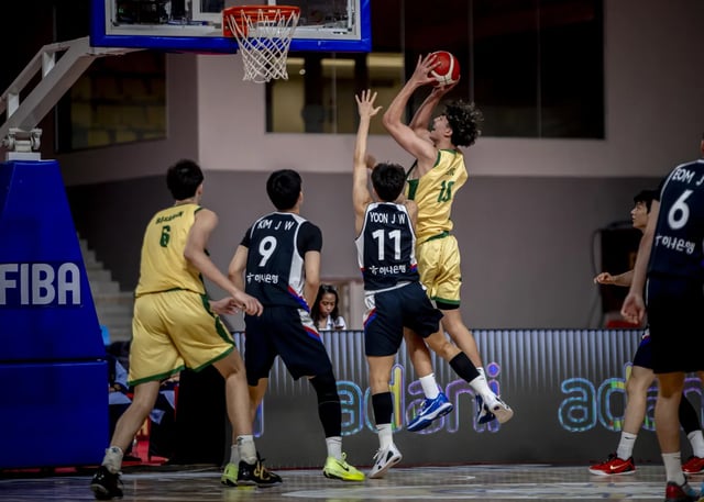 22일(현지시간) 인도 아마다바드에서 열린 2026 U18 국제농구연맹(FIBA) 아시아컵 준결승(4강) 한국과 호주의 경기 모습. /사진=FIBA 제공