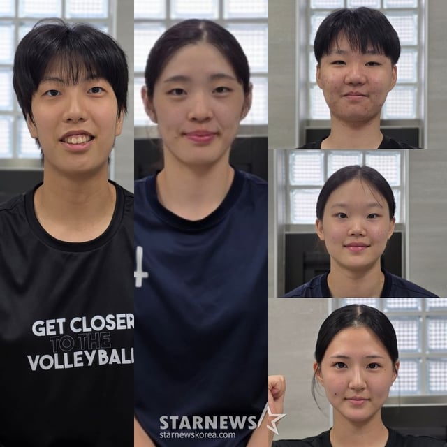 左からパク·ソユン、オ·セイン、キム·ヘヨン、キム·ミジュ、パク·ガンビン。 /写真=キム·ドンユン記者