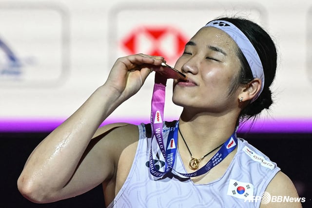 세계선수권 우승을 차지한 안세영. /AFPBBNews=뉴스1