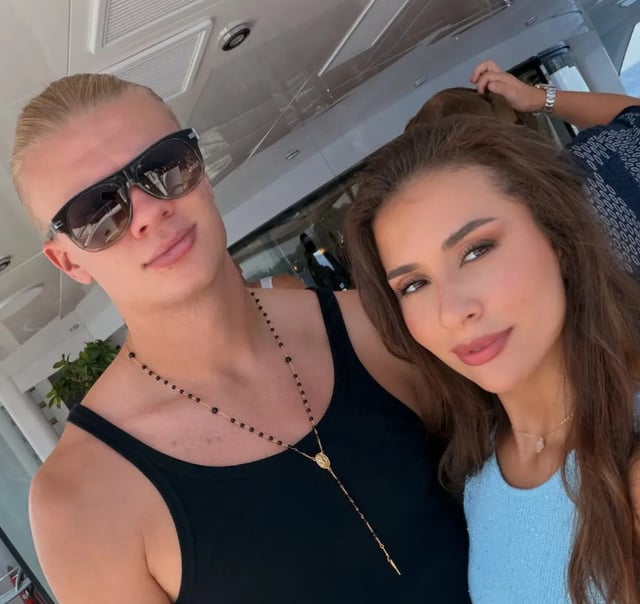 Erling Haaland (left) and Isabel Hauhsen Johansen. /Photo=Isabel Hauhsen Johansen SNS screenshot