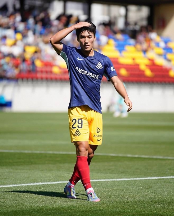 스페인 2부 라리가2 FC안도라 임대 당시 김민수. /사진=김민수 SNS 캡처