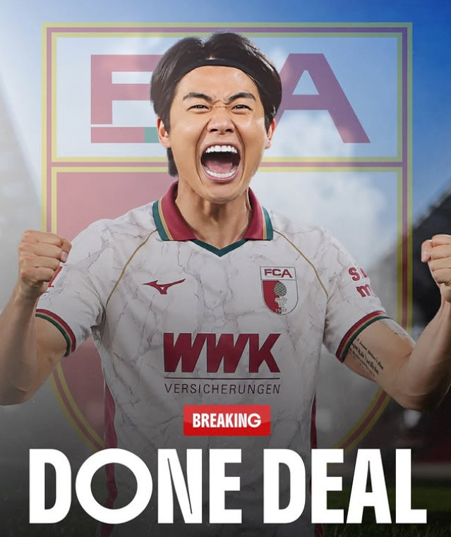 A fictional image of Seol Young-woo wearing an Augsburg jersey. /Photo=Florian Plettenberg SNS screenshot