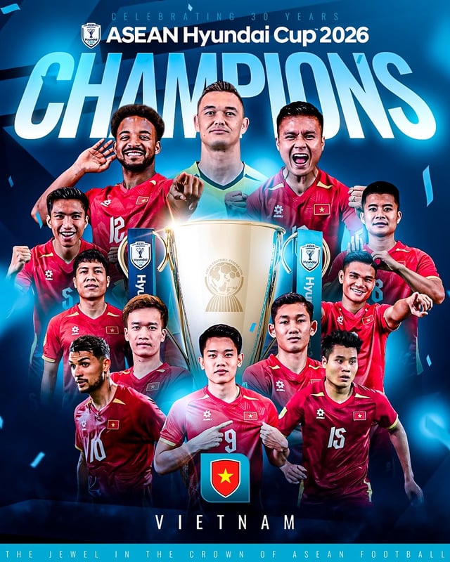 Vietnam's national football team crowned champions of the 2026 ASEAN Hyundai Cup. /Photo=ASEAN United SNS screenshot