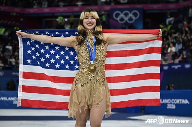 Alisa Liu, the American figure skating star who won a gold medal at the 2026 Milan-Cortina d'Ampezzo Winter Olympics. /Photo=AFPBB News=NEWS1