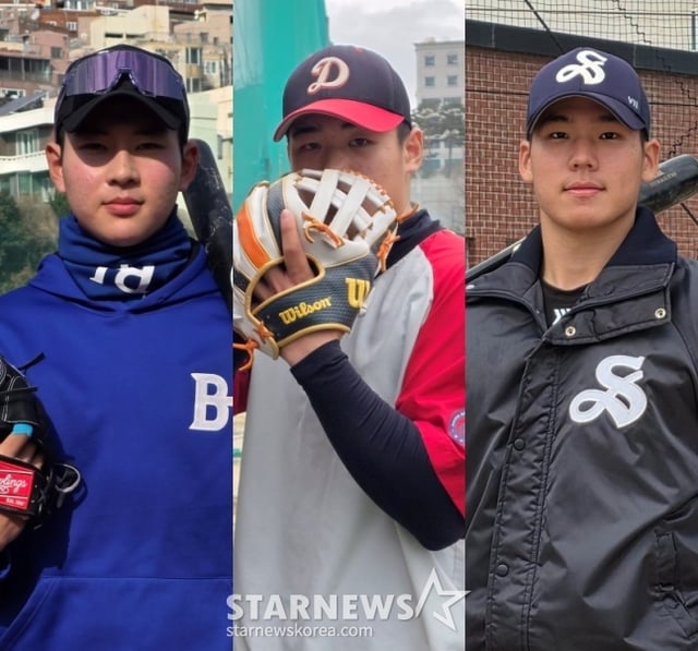 From left: Ha Hyun-seung of Busan High School, Eom Jun-sang of Deoksu High School, and Kim Ji-woo of Seoul High School. These three, dubbed the "Big 3" for the 2027 KBO Rookie Draft to be held in September this year, actually received offers exceeding $1.5 million each from Major League Baseball clubs. Among them, Eom Jun-sang has confirmed his signing with Arizona. /Photo=Reporter Kim Dong-yoon