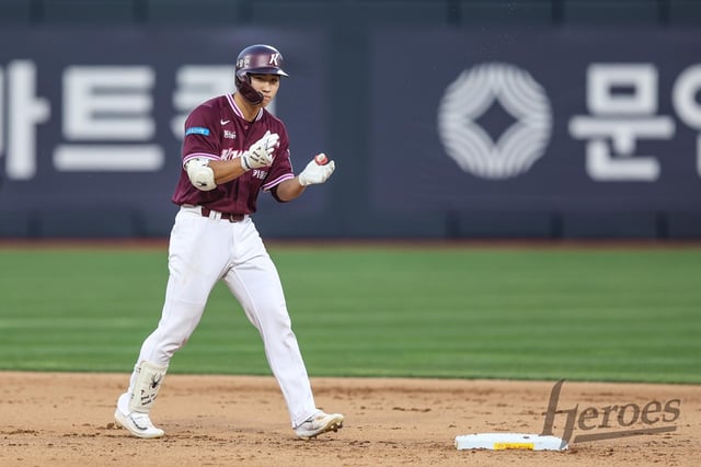 Lee Ju-hyung, who currently holds the team record for most stolen bases this season with four. /Photo=Kiwoom Heroes