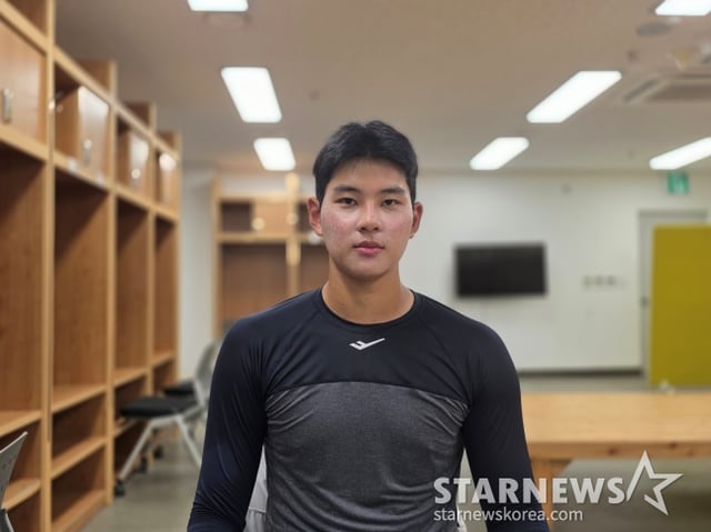 U-18野球韓国代表チームに抜擢されたハ·ヒョンスンが先月27日、蔚山文殊(ウルサン·ムンス)野球場で行われた蔚山ウェールズとの強化試合を控え、スターニュースとのインタビューに応じた。 /写真=キム·ドンユン記者