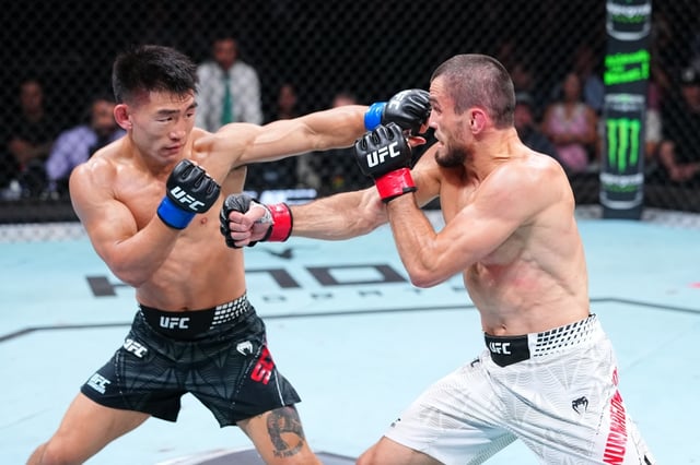 송야동(왼쪽)과 우마르 누르마고메도프의 경기 중. /사진=UFC 제공