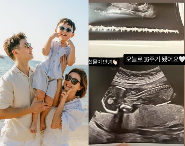 Team (from left) with first son Chan-yong and wife Kim Bo-ra /Photo=Kim Bo-ra SNS