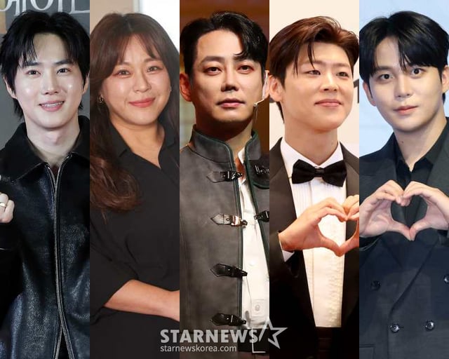 /Photo=EXO's Suho, Lee Young-hyun, Tey, Park Ji-hyun, and ATEEZ's Jongho