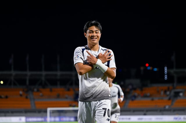 Ahn Ju-wan celebrates a goal during the away match between Seoul Land and Chungbuk Cheongju in Round 25 of the 'Hana Bank K League 2 2026' held at Cheongju Comprehensive Stadium on the 4th. /Photo=Seoul Land