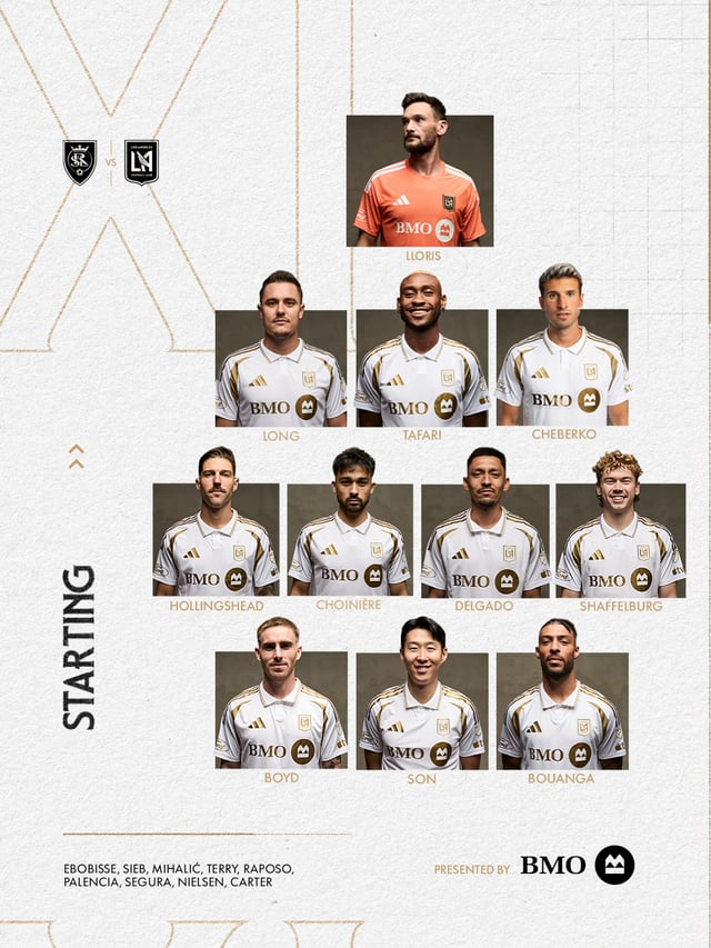 alineación titular de LAFC para el partido de la Major League Soccer (MLS) de Estados Unidos contra Real Salt Lake. Son Heung-min comenzará como delantero centro en un sistema 3-4-3. /foto=captura de las redes sociales de LAFC