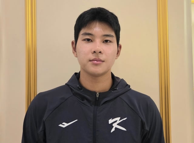 Ha Hyun-seung is giving an interview with reporters ahead of the 18U (Under-18) Asian Youth Baseball Championship being held in Taipei, Taiwan. /Photo=Joint News Team