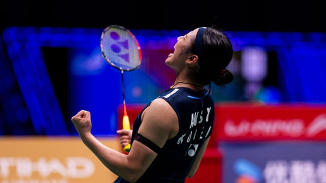 An Se-young celebrates after winning the China Masters final. /Photo=Archived from BWF official website