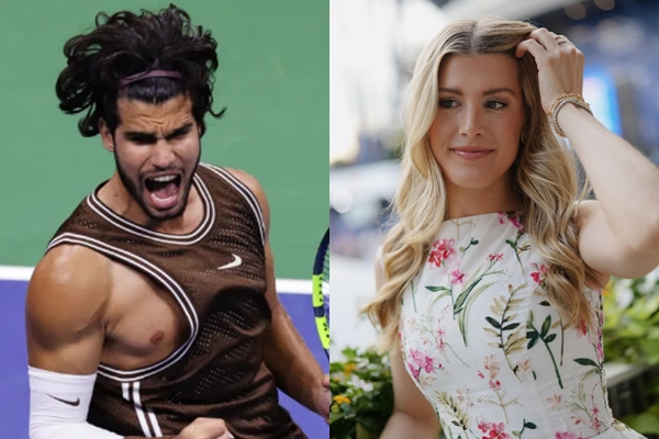 Carlos Alcaraz (left) and Eugenie Bouchard. /Photo=The Sun archive