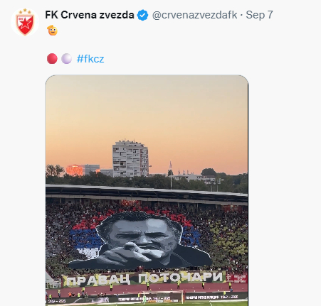 Czerwona Zvezda posted the moment of paying tribute to Mladic. /Photo=Official social networking service (SNS) of Czerwona Zvezda