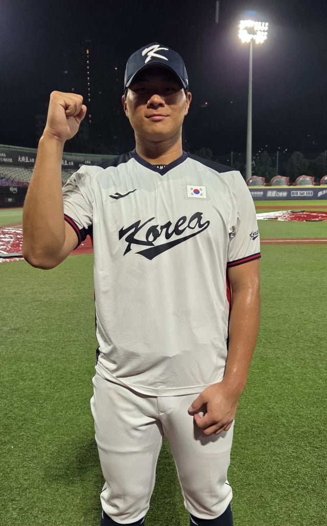 参加第 14 届亚洲青少年棒球锦标赛、作为 18 岁以下棒球代表队第四棒打者出战的李湖民(庆南高)6日在台湾当地结束训练后,表明了参赛的决心。/图片=共同采访团