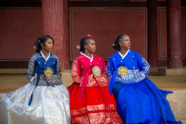 Snapshots of Gyeongbokgung Palace showcasing the elegance of hanbok