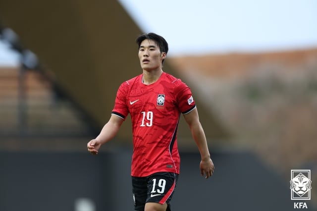 23歳以下(U23)サッカー代表チームの練習試合当時の金ミンス。 /写真=大韓サッカー協会提供