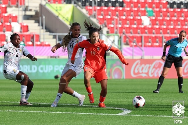 A scene from the 2026 FIFA U-20 Women's World Cup Group C second match against Ghana held at Sosnowiec Arena in Sosnowiec, Poland, on the 9th. /Photo=Korea Football Association provided