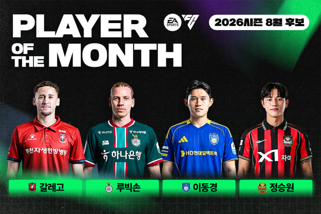 Candidatos al premio al Jugador del Mes de agosto de la temporada 2026. /foto=Federación Coreana de Fútbol Profesional